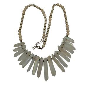 Panne necklace made in Thailand natural Beaded & Quartz stone 30”